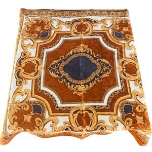 VTG Christian Dior Brown Gold Blue White 33x33 silk scarf